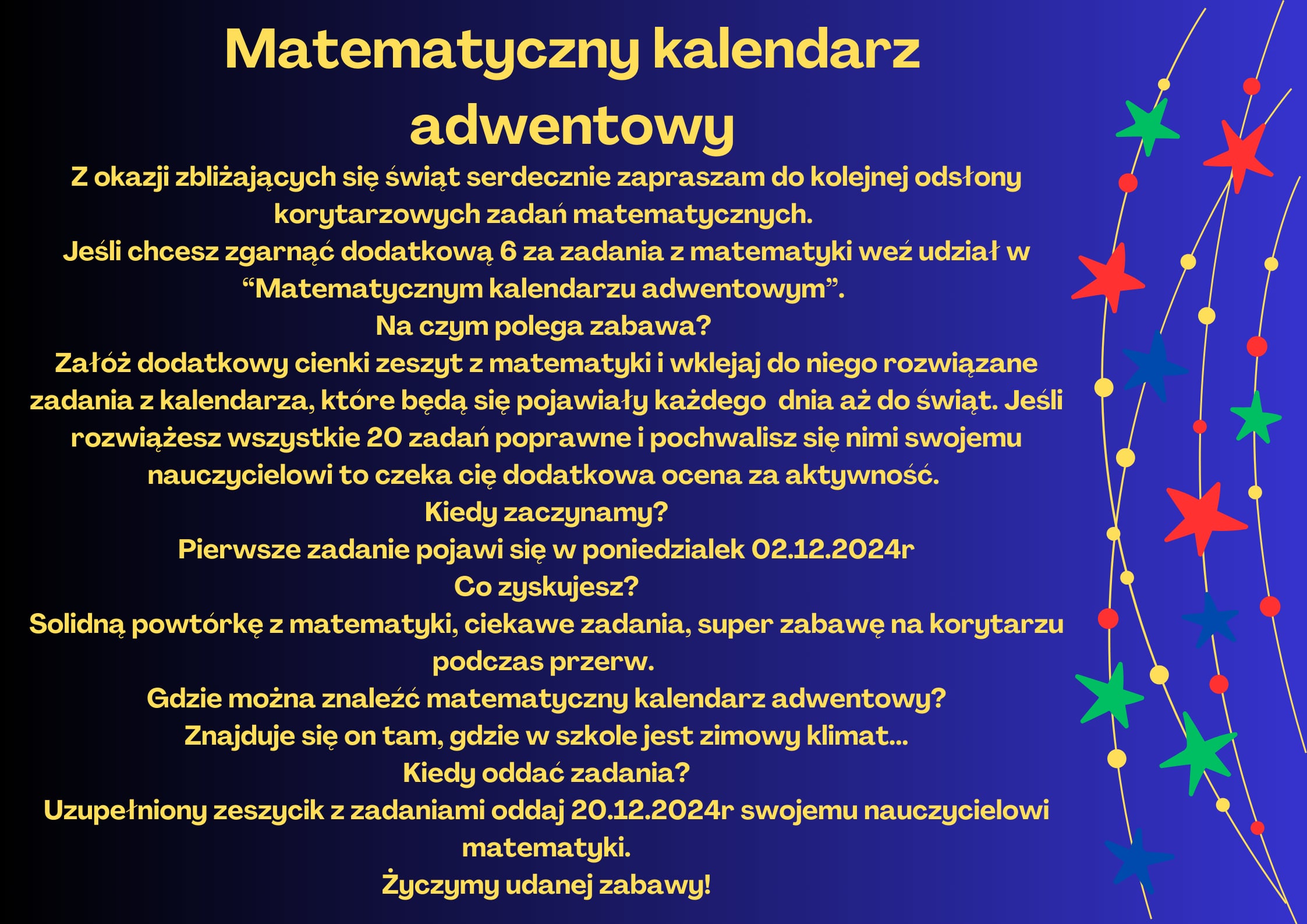 Matematyczny kalendarz adwentowy 2024