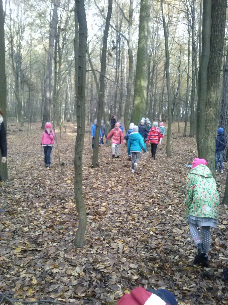 Wycieczka uczniw klas II szkoy podstawowej do pobliskiego lasu i spotkanie z leniczym