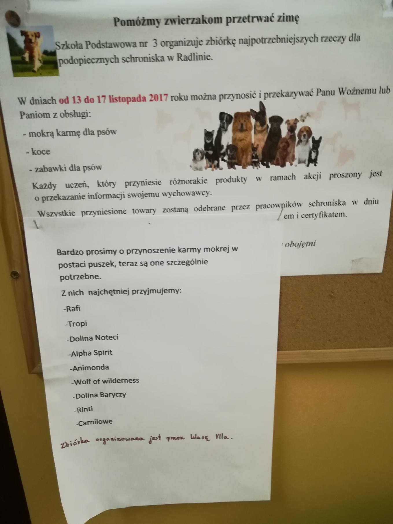 Zbirka dla Schroniska dla bezdomnych zwierzt w Radlinie 2017