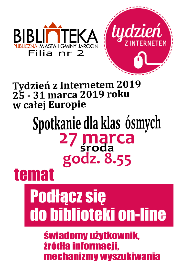 Plakat akcji Podcz si do biblioteki on-line