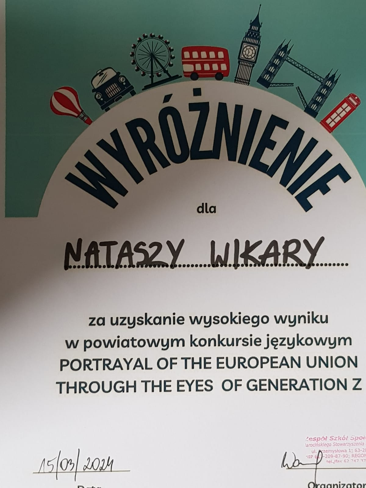 Sukces uczennic w Powiatowym Konkursie Jzyka Angielskiego