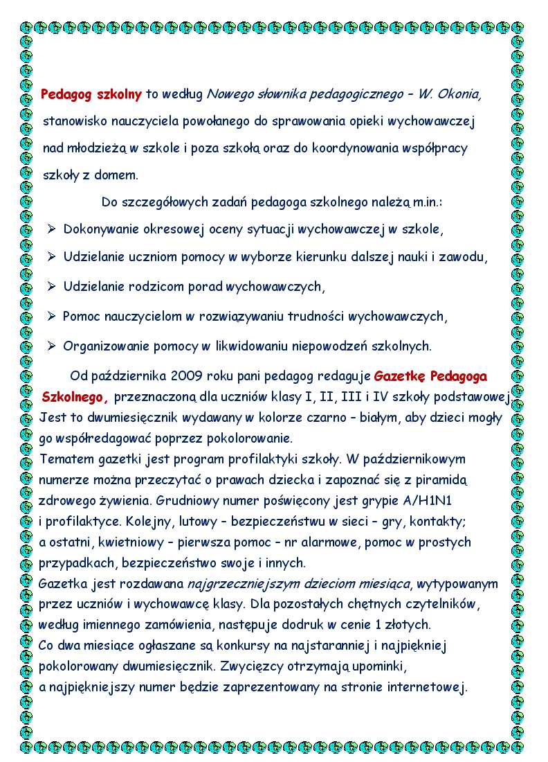 Gazetka pedagoga szkolnego i doradcy zawodowego w Zespole Szk Nr 3 im. 750-lecia Jarocina