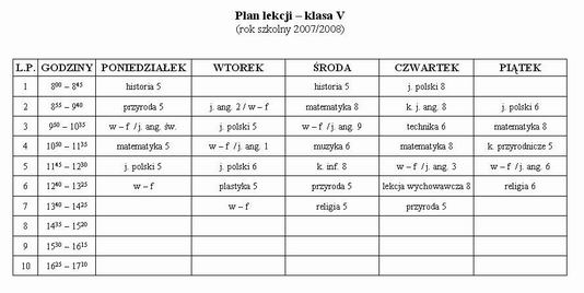 Plan lekcji